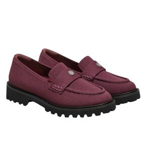 Vivaia Francesca Round Toe Platform Chunky Heel Loafers 11 Burgundy Stretchy